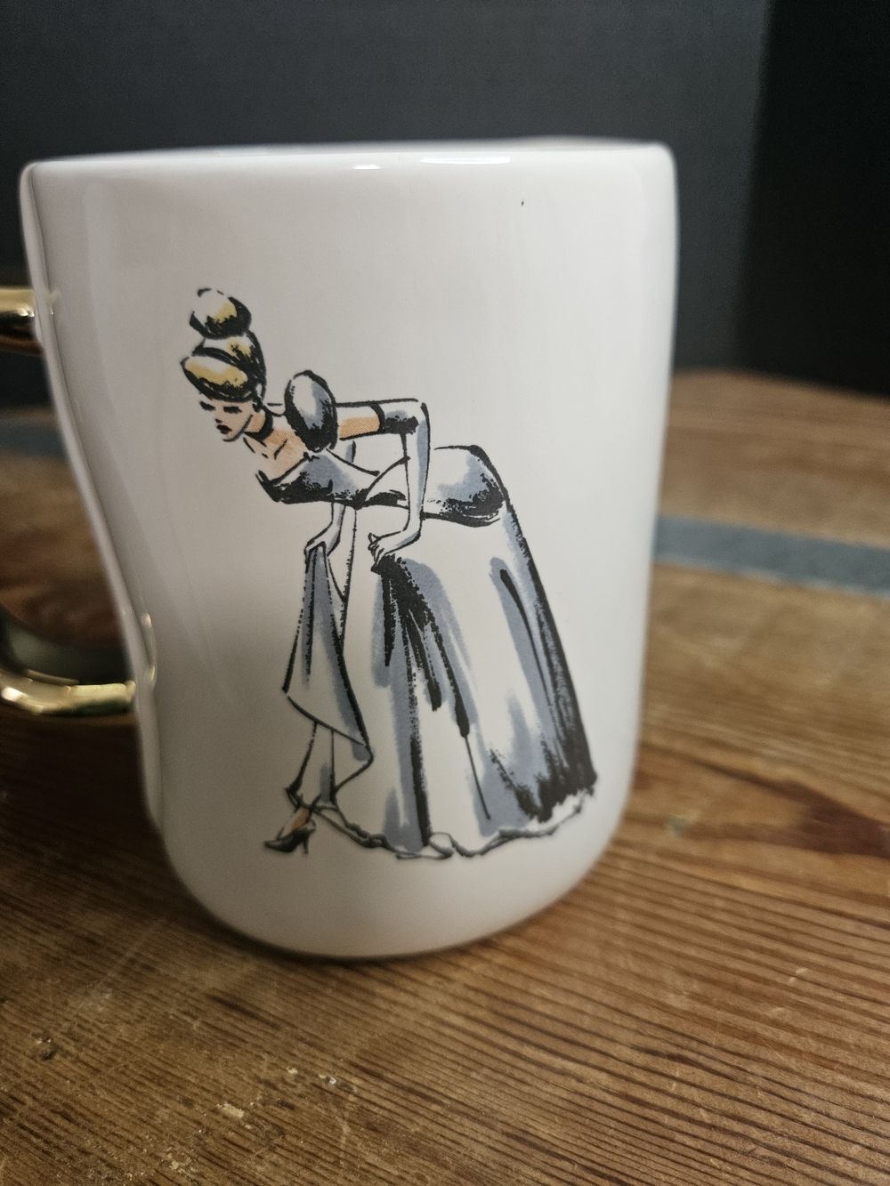 Rae Dunn / Disney White Ceramic Mug with Gold Handle - A Dream Is A Wish - Picture 3 of 6